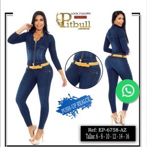 Blue long sleeve Enterizo colombiano